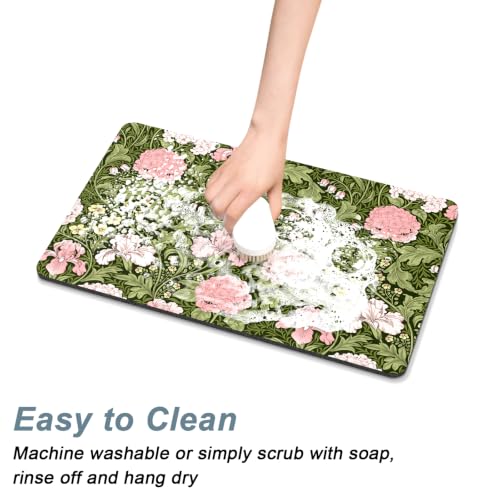 Coffee Mat 16" x 24" Coffee Bar Mats for Espresso Machine Station Accessories and Organizer (Pink Iris Hydrangea / 16" x 24")