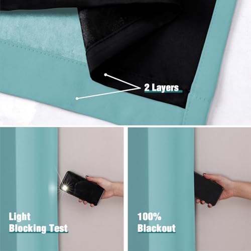 100% Blackout Curtains for Bedroom 84 Inches Long 2 Panels Set (42"W x 84"L (Pack of 2) / Aqua)
