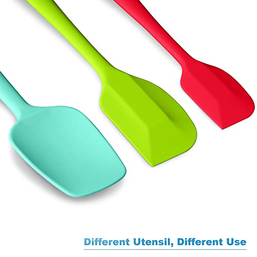 3 Piece Silicone Spatula Set (Red/Green/Aqua Sky)