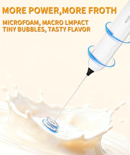 2 Pack Milk Frother Handheld with Stand (Blac / White)