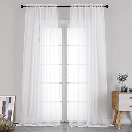 Sheer White Curtains 120 Inches Long (White / 42"W x 120"L (Pack of 2))