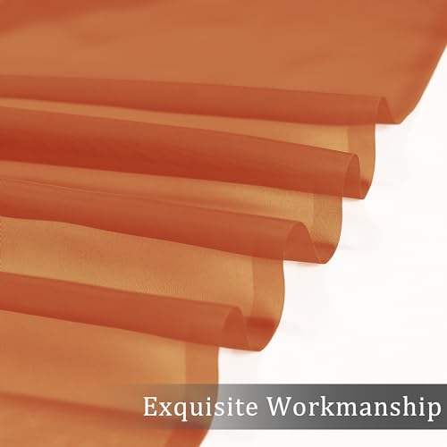 Sheer Curtains 90 Inches Long 2 Panels Set for Bedroom (Orange / 42"W x 90"L (Pack of 2))