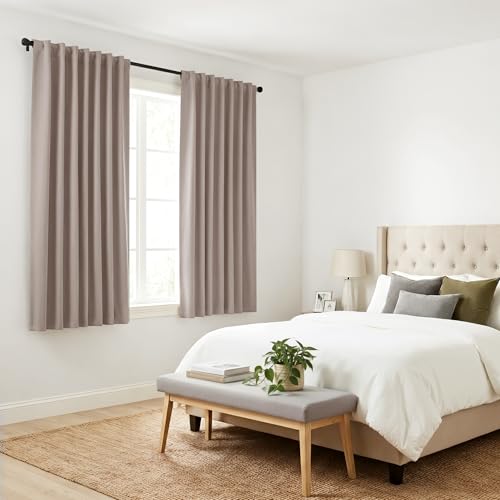 Blackout Curtains Thermal Insulated Window Treatment Panels Room Darkening Blackout Drapes for Living Room Back Tab (Light Taupe / 52"W x 54"L (Pack of 2))