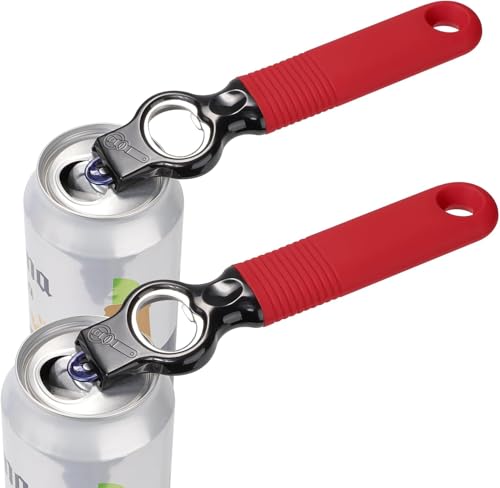 2-in-1 Soda Can Tab & Beer Bottle Opener, Red, 2-Pack (Red)
