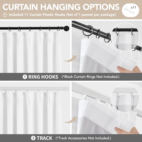 Pinch Pleated 100% Blackout Linen Curtains 84 Inch for Living Room (Cream White/Linen Total Blackout / 60"W x 84"L (Pack of 1))