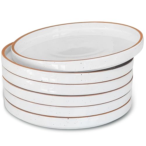 Ceramic Flat Plates Set of 6 (Vanilla White)