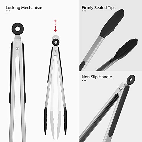Kitchen Tong for Cooking (Black / 12 inch)