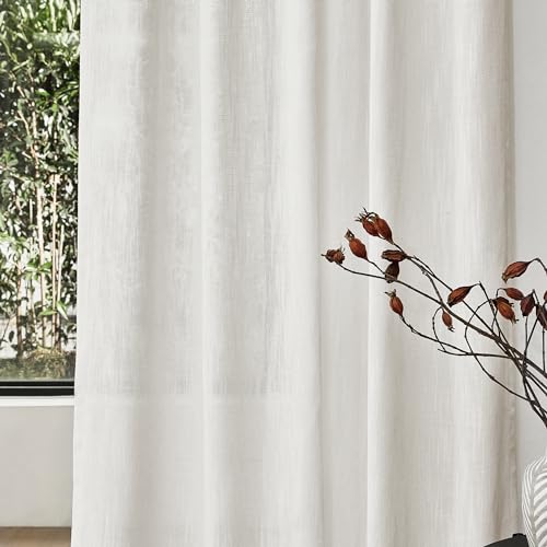 Curtains 63 Inch Length 2 Panels (50"W x 63"L (Pack of 2) / Beige White)