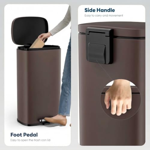 8 Gal Kitchen Trash Can (Brown / 8 Gal)