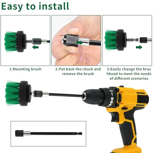 8 Pcs Drill Brush Attachment Set (Green)