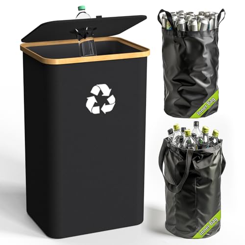 Recycling Bin for Kitchen Indoor Home (Black-26Gallon)