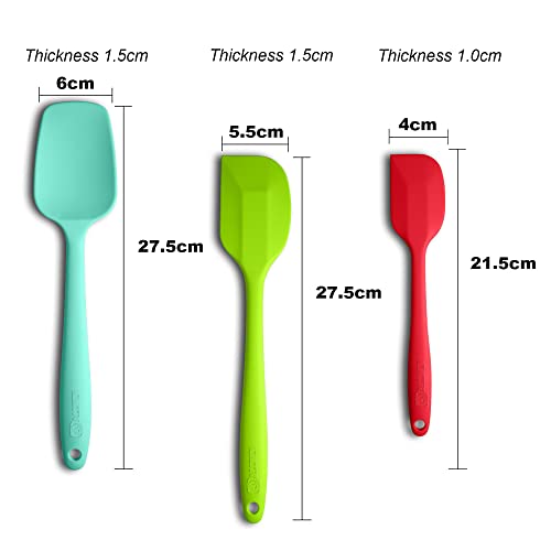 3 Piece Silicone Spatula Set (Red/Green/Aqua Sky)