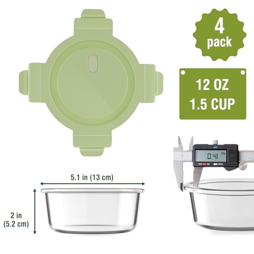 1.5Cup 12oz Small Glass Containers with Lids (Multicolor+Clear / 12oz)