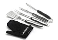 3‑Piece Stainless Steel BBQ Grilling Tool Set with Grill Glove (Black)