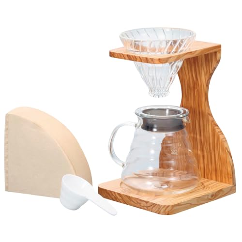V60 Olive Wood Pour Over Stand Set (5 Component Set)