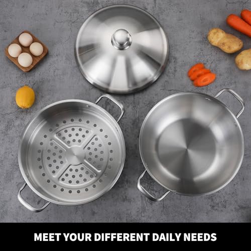 Tri Ply Stainless Steel 12 Inch Everyday Pan With Lid (Silver / 7.4 Quarts)