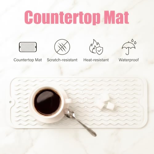 Silicone Dish Drying Mat for Multiple Usage (White / 17"L x 6"W)