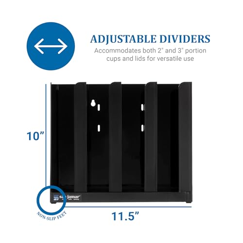 Portion Cup and Lid Organizer Fits 2 (Black / 4.25" x 10.25" x 12")