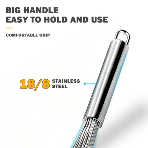 18 10 Stainless Steel Large Whisk Set of 2 (15.5 INCH + 12 INCH)
