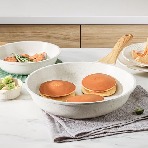 Nonstick Ceramic Frying Pan Skillet (11 Inch / White)