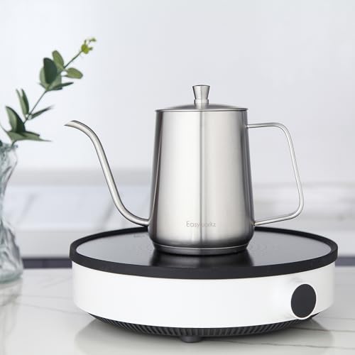 Gooseneck Pour Over Coffee Kettle 30 fl oz Stainless Steel Hand Drip Coffee Pot With Long Narrow Spout (Silver)