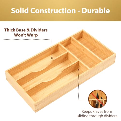 Bamboo Kitchen Drawer Organizer (8 x 15.5 inch (5 Slots))