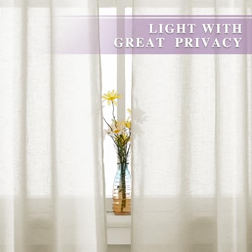 Semi Sheer Curtains 84 inch Length 2 Panels (52"W x 84"L (Pack of 2) / Vanilla)
