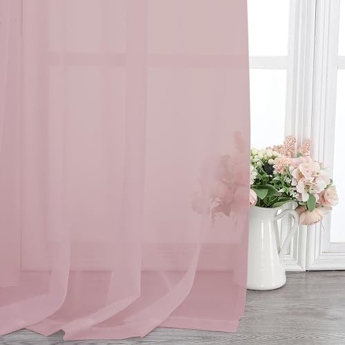 Blush Pink Sheer Curtains 108 Inches Long (Blush Pink / 42"W x 108"L (Pack of 2))
