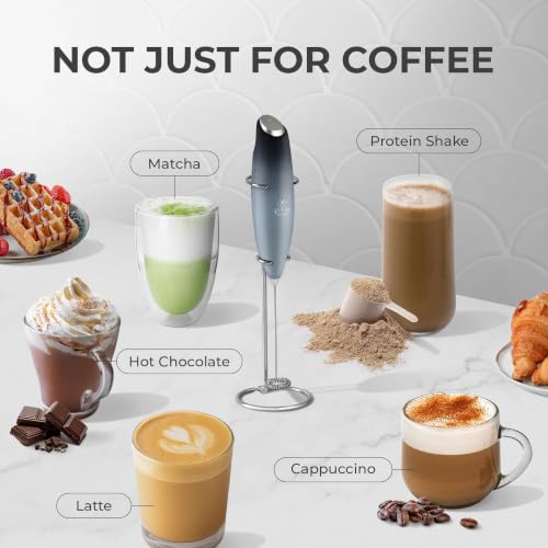 Powerful Milk Frother Wand With Duracell Batteries (Jet Stormy / Z1 Motor + Batteries)