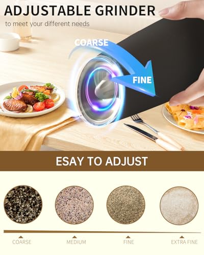 Gravity Electric Pepper Grinder Rechargeable Salt Grinder Pepper Griner Mill Electric with LED Light (Classic Black)