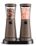 Electric Salt and Pepper Grinder Set with Storage Base (Caramel)