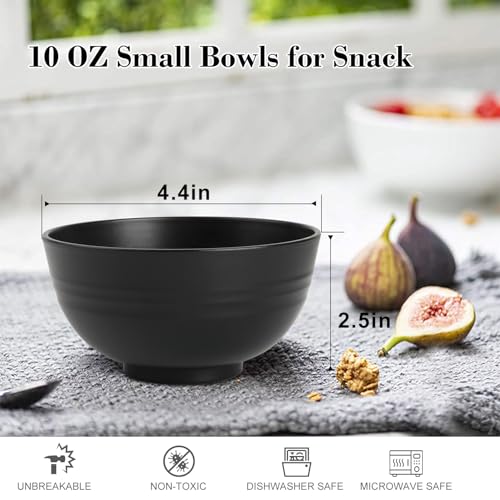 wheat straw snack bowls 10oz set of 8 (10 oz / Black)
