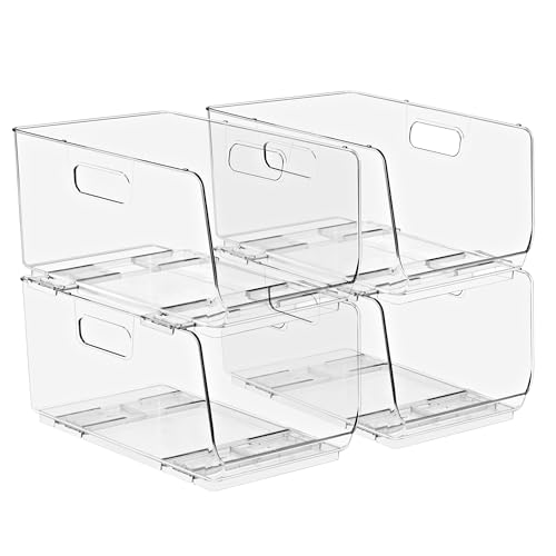 Stackable Storage Bins Open Front (Medium / 4 Pack)