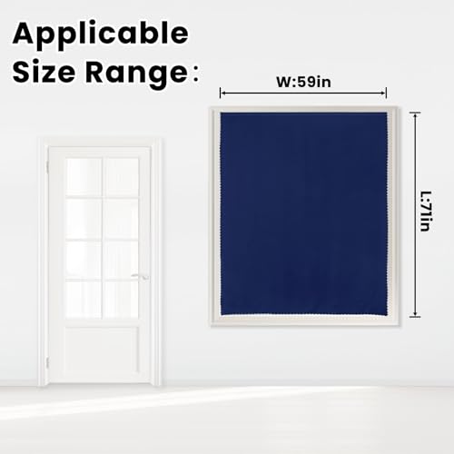 Self Adhesive Portable Blackout Curtains for Bedroom Easy to Install Window Thermal Lnsulated Kitchen Room Darkening Small Window Curtains (59"W x 71"L (Pack of 1) / Navy Blue)