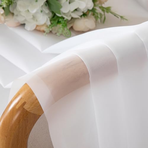 Sheer White Valances for Windows 18 Inch Length 2 Pcs (White / 42"W x 18"L (Pack of 2))