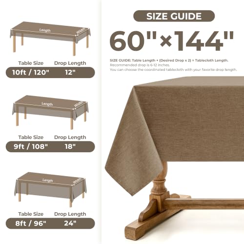 Faux Linen Farmhouse Table Cloth 60"x144" for 10 ft Rectangle Table (Coffee / 144" x 60" (Rectangular))