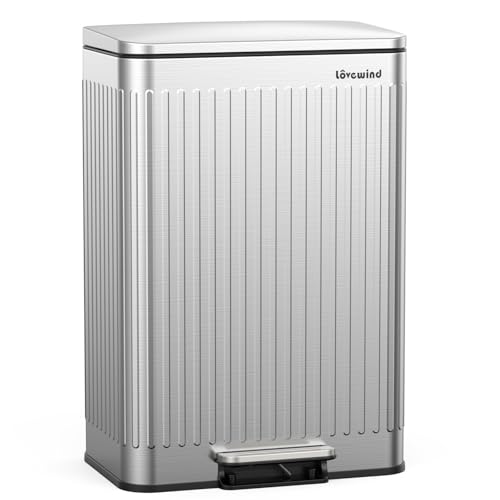 60 Liter 16 Gallon Stainless Steel Trash Can with Soft (Silver / 16 Gallon)