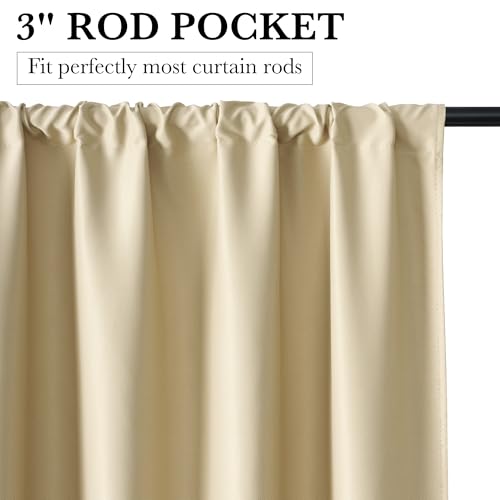 100% Blackout Basement Curtains 36 inches Long (100% Blackout - Biscotti Beige / 34"W x 36"L (Pack of 2))