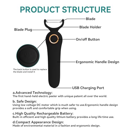 3-in-1 Electric Peeler | Auto Blade for Fruits/Vegetables (PL907E-BLACK)