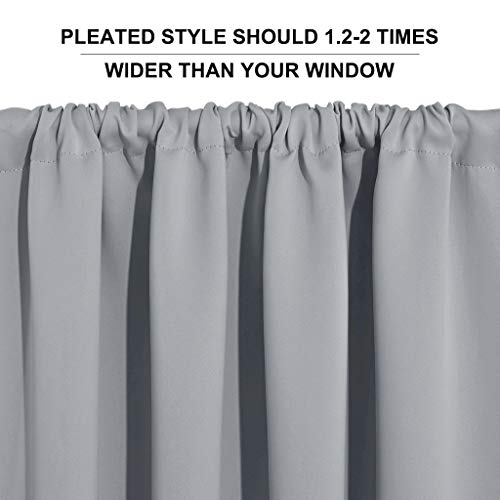 Short Blackout Curtains for Small Window Kitchen Bathroom Cafe RV (Silver Grey / 52"W x 36"L (Pack of 2))