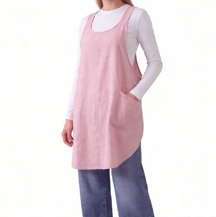 Soft Cotton Linen Cross Back Pull (Pink+black)