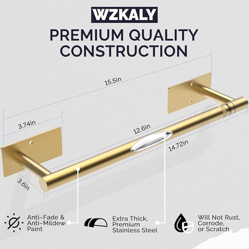 Gold Paper Towel Holder Under Cabinet Self Adhesive or Wall Mount (Gold / Standard Holder)