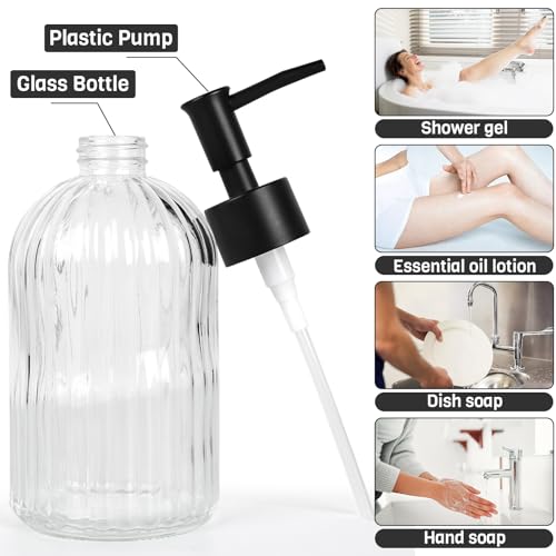 2 Pack Glass Soap Dispenser with Pump (Clear)