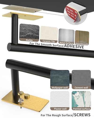 Paper Towel Holder Under Cabinet Self Adhesive Black & Gold (Black&gold / Standard Holder)
