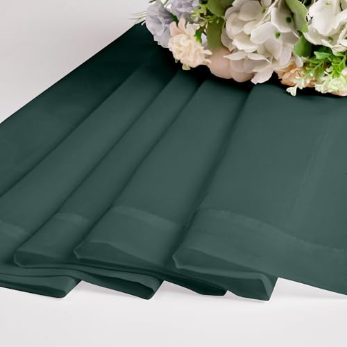Green Sheer Curtains 54 Inch Length 2 Panels Set for Christmas (Hunter Green / 42"W x 54"L (Pack of 2))
