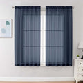 Navy Blue Sheer Curtains 63 Inches Long 2 Panels (Navy Blue / 59"W x 63"L (Pack of 2))