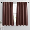 Small Window Curtains 45 inches Length for Kitchen Cafe Bathroom (Chocolate Brown / 42"W x 45"L (Pack of 2))