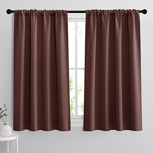 Short Blackout Curtains for Bedroom (Chocolate Brown / 34"W x 45"L (Pack of 2))