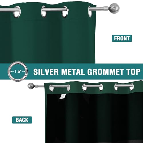 100% Blackout Curtains for Bedroom 72 Inches Long 2 Panels Set (52"W x 72"L (Pack of 2) / Forest Green)
