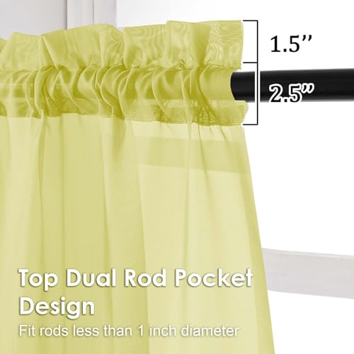 Sheer Curtains 84 Inches Long 2 Panels Set (Lemon / 42"W x 84"L (Pack of 2))